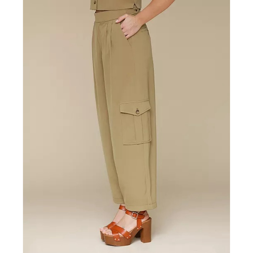 Anthropologie Avec Les Filles Barrel Leg Green Cargo Pants Size 2 Zip Pleated - Picture 3 of 11